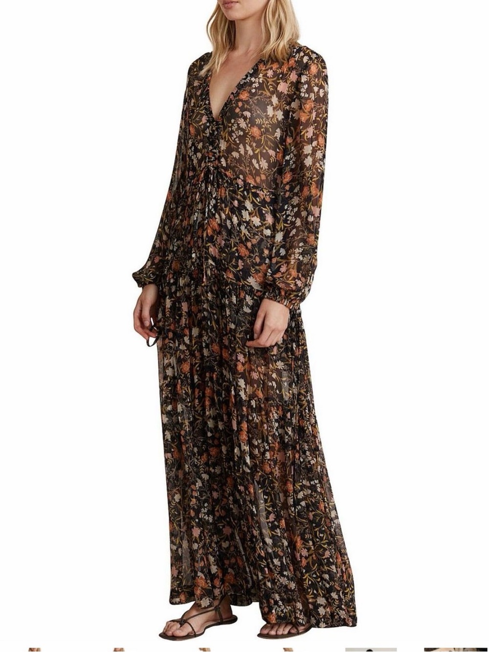 Bec and Bridge Nightshade Silk Floral Long Sleeve Tiered Maxi Dress Sz 4 Boho - Picture 2 of 16